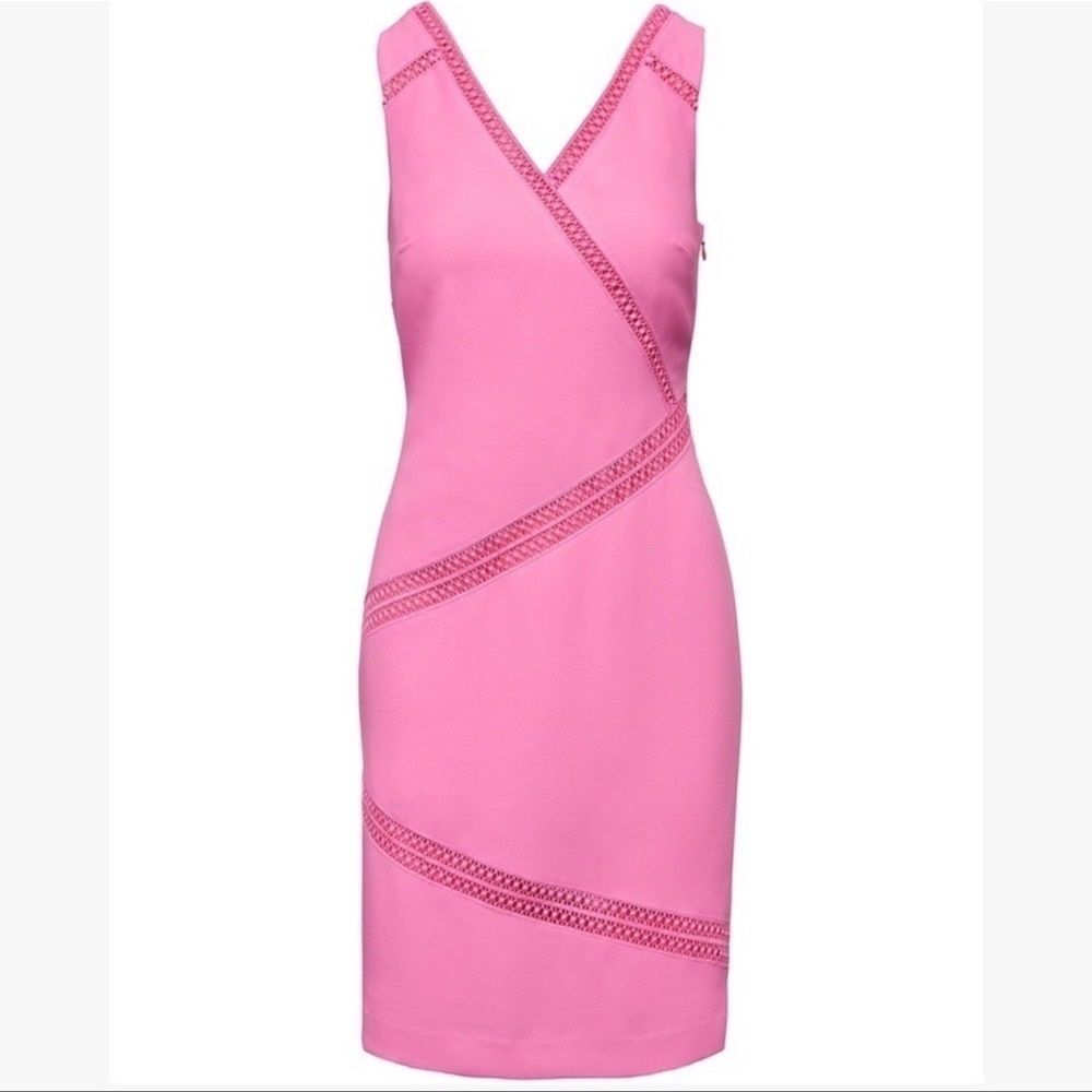 Banana Republic Pink Shift Dress w Lace Trim 6 Small Nwt - Picture 11 of 11
